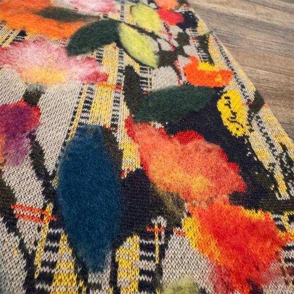 Anthropologie Troubadour Bloomline Knit Shift M Plaid Floral Wool Blend Office - Picture 3 of 8